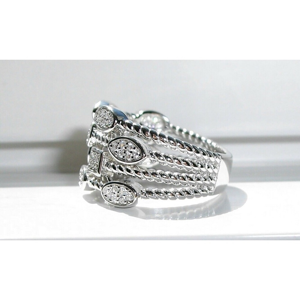925 STERLING SILVER Unique Multi Shapes Design CZ Band Ring - Picture 9 of 16